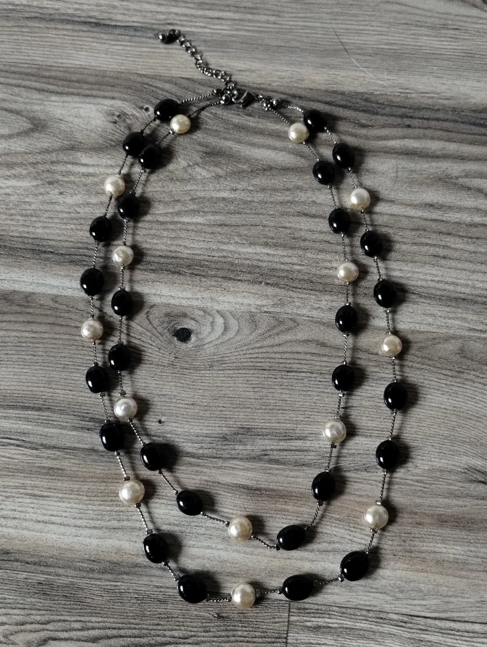 Premier Designs Black and Faux Pearl Beaded Necklace